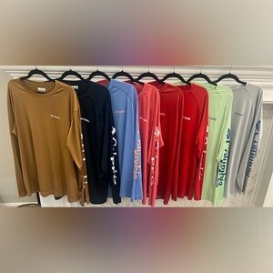 Columbia PFG Set of 8 Sun Blocking Performance Long Sleeve Shirts 2XL